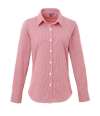 PR320 Premier Ladies Gingham Long Sleeve Shirt Red / White colour image